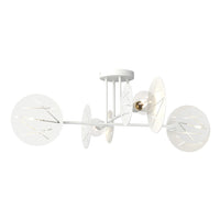 Plafoniera 4 Luci Plutone In Acciaio Bianco A Bracci E Diffusori A Cerchio