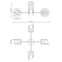 Plafoniera 4 Luci Plutone In Acciaio Bianco A Bracci E Diffusori A Cerchio
