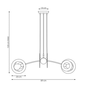 Lampadario 4 Luci Crono Acciaio Bianco A Bracci E Diffusori A Doppio Cerchio