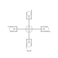 Lampadario 4 Luci Crono Acciaio Bianco A Bracci E Diffusori A Doppio Cerchio
