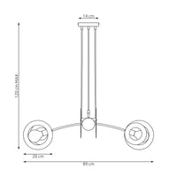 Lampadario 4 Luci Crono In Acciaio Nero A Bracci E Diffusori A Doppio Cerchio