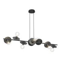 Lampadario 8 Luci Eos In Acciaio Nero Con Barra E Diffusori A Piatti