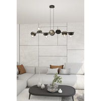 Lampadario 8 Luci Eos In Acciaio Nero Con Barra E Diffusori A Piatti