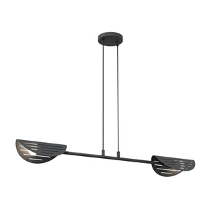 Lampadario Moderno 2 Luci Iperione A Bracci In Acciaio Nero