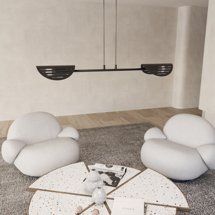 Lampadario Moderno 2 Luci Iperione A Bracci In Acciaio Nero