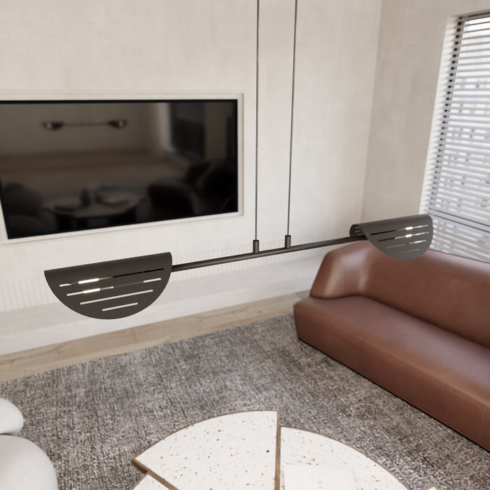 Lampadario Moderno 2 Luci Iperione A Bracci In Acciaio Nero