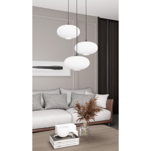 Lampadario 3 Luci Iris Base Tonda In Acciaio Nero Paralume Plissettato Bianco