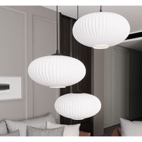 Lampadario 3 Luci Iris Base Tonda In Acciaio Nero Paralume Plissettato Bianco