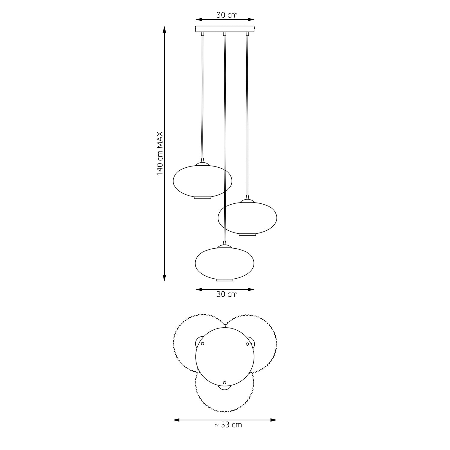 Lampadario 3 Luci Iris Base Tonda In Acciaio Nero Paralume Plissettato Bianco