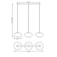 Lampadario 3 Luci Iris In Acciaio Nero Paralume Plissettato Bianco
