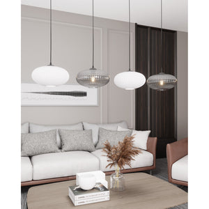 Lampadario 4 Luci Iris In Acciaio Nero Paralume Plissè Multicolor