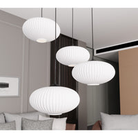 Lampadario 4 Luci Iris Base Tonda In Acciaio Nero Paralume Plissettato Bianco