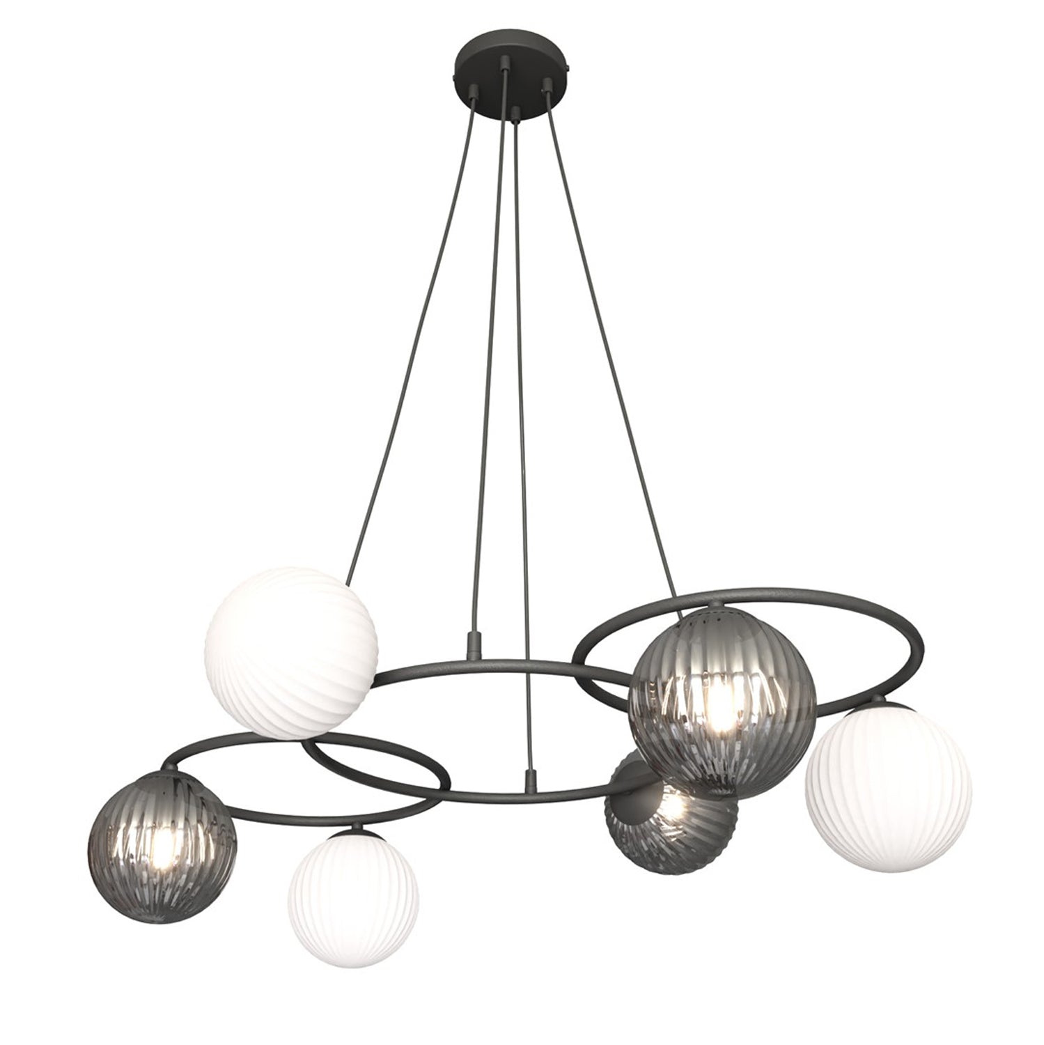 Lampadario Moderno Eolo Acciaio Nero 6 Luci E14 Ip20