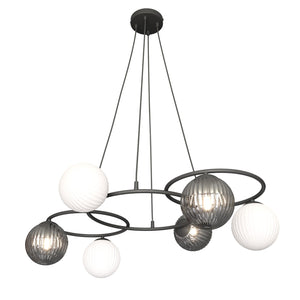 Lampadario Moderno Eolo Acciaio Nero 6 Luci E14 Ip20