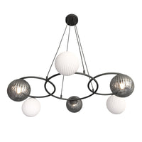 Lampadario Moderno Eolo Acciaio Nero 6 Luci E14 Ip20