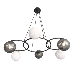 Lampadario Moderno Eolo Acciaio Nero 6 Luci E14 Ip20