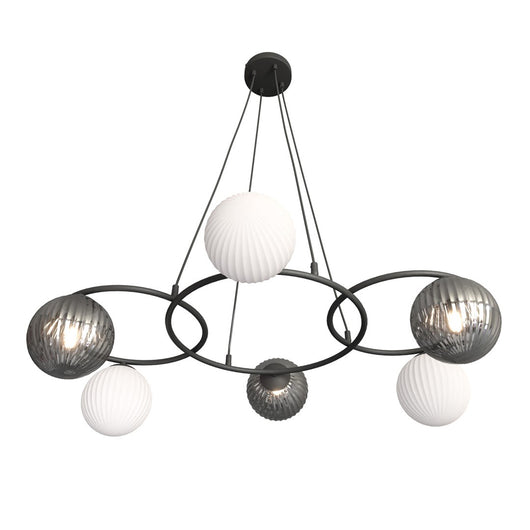 Lampadario Moderno Eolo Acciaio Nero 6 Luci E14 Ip20