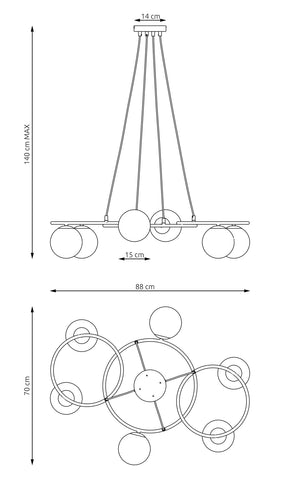 Lampadario Moderno Eolo Acciaio Nero 6 Luci E14 Ip20