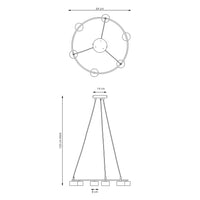 Lampadario Moderno 6 Luci Odin In Acciaio Nero Ad Anello E Cilindri