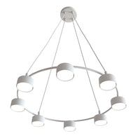 Lampadario Moderno 8 Luci Odin In Acciaio Bianco Ad Anello E Cilindri