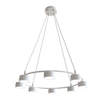 Lampadario Moderno 8 Luci Odin In Acciaio Bianco Ad Anello E Cilindri