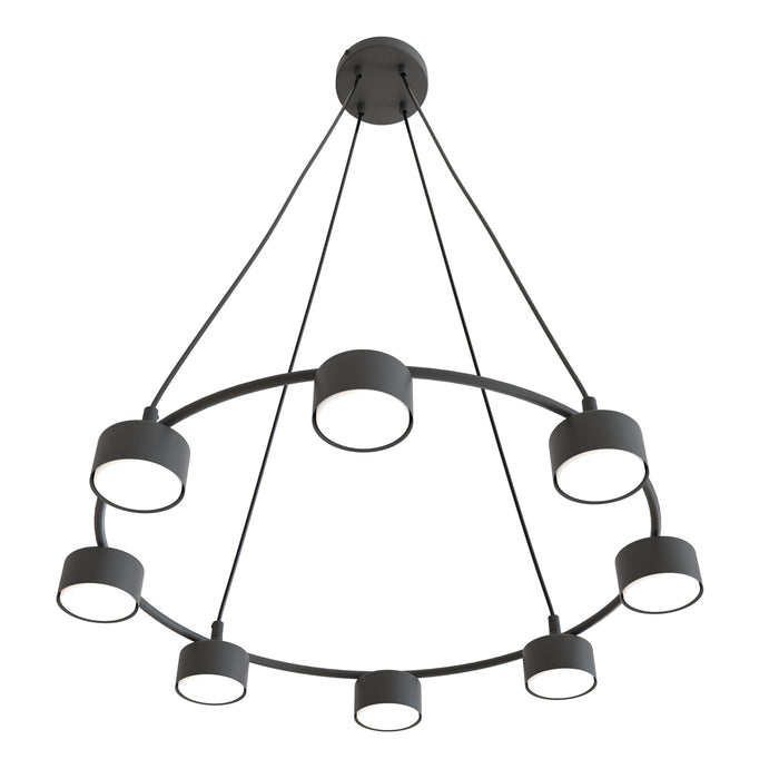 Lampadario Moderno 8 Luci Odin In Acciaio Nero Ad Anello E Cilindri