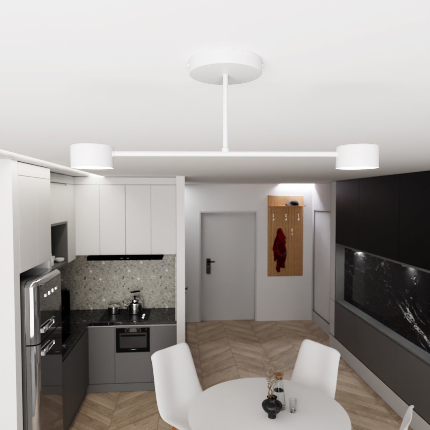 Plafoniera Moderna Thor 2 Luci Bianca