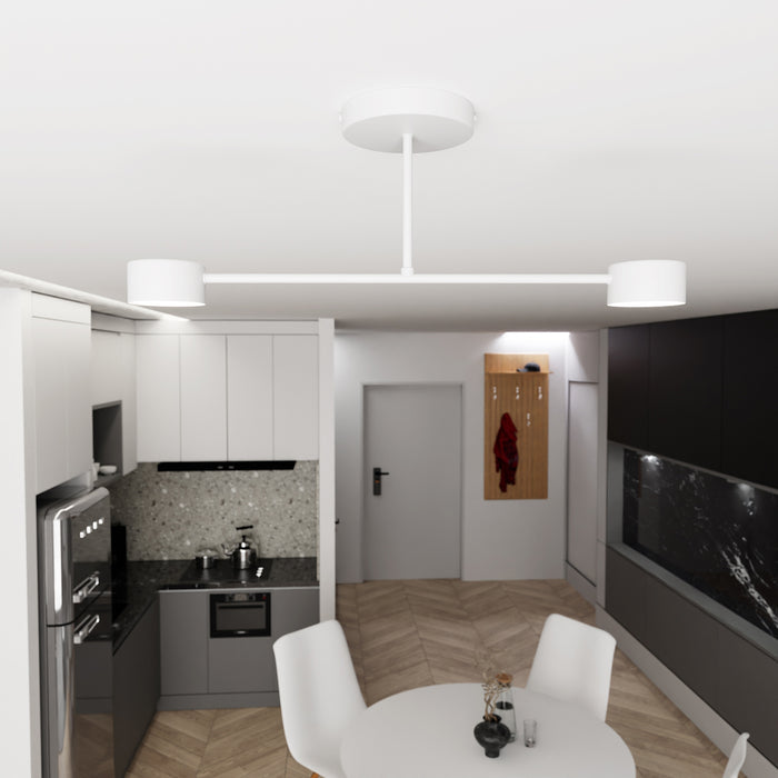 Plafoniera Moderna Thor 2 Luci Bianca