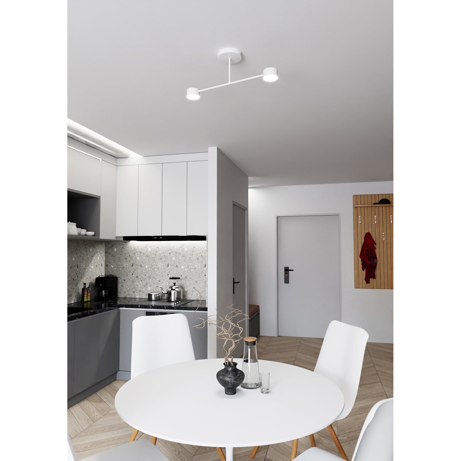 Plafoniera Moderna Thor 2 Luci Bianca