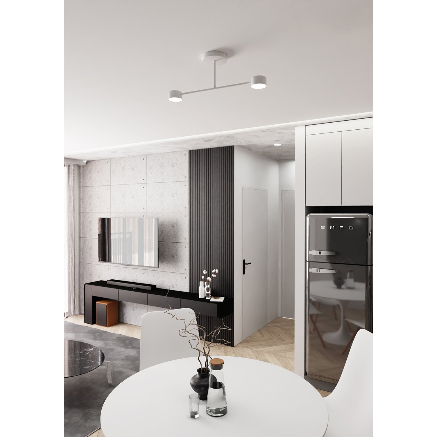 Plafoniera Moderna Thor 2 Luci Bianca