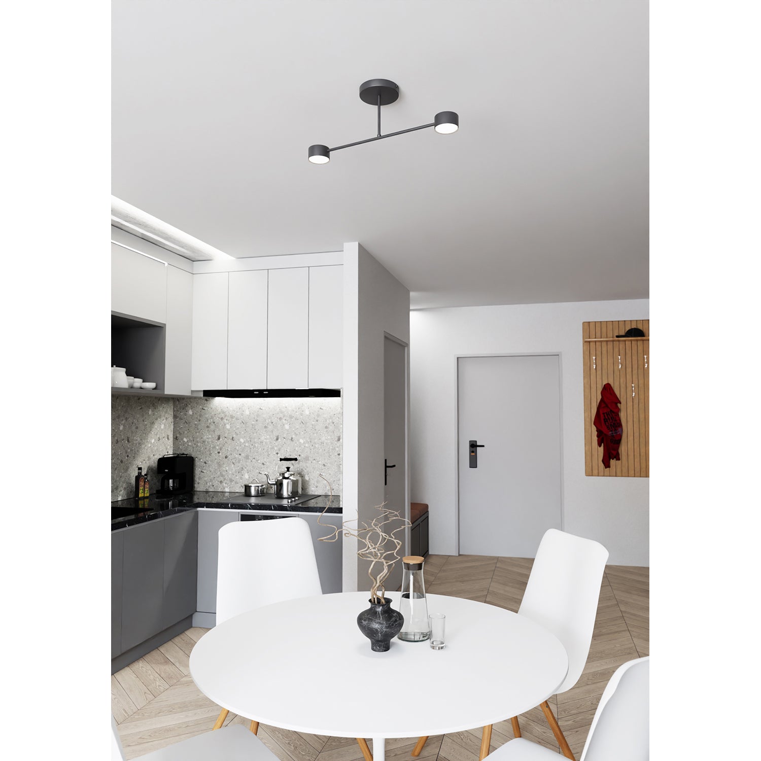 Plafoniera Moderna Thor 2 Luci Nera