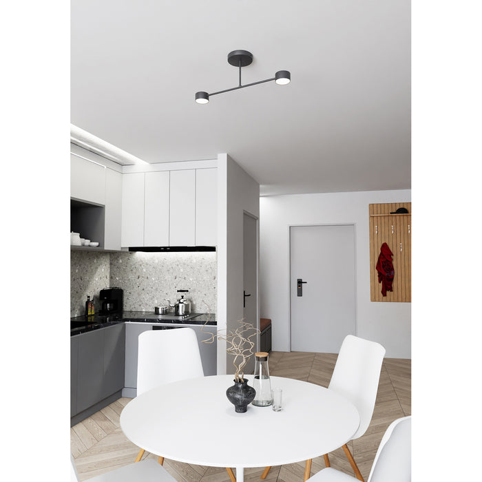 Plafoniera Moderna Thor 2 Luci Nera