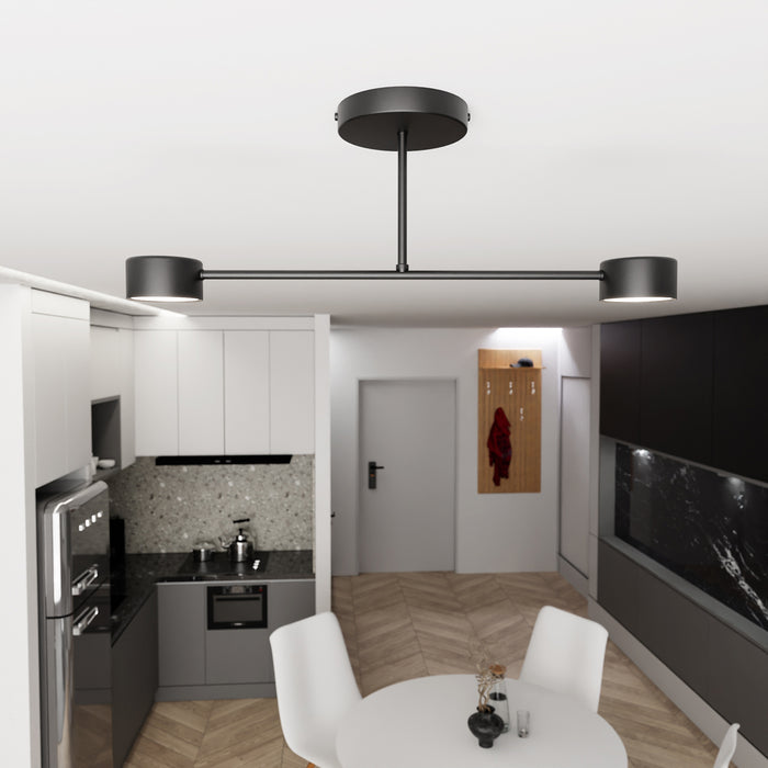 Plafoniera Moderna Thor 2 Luci Nera