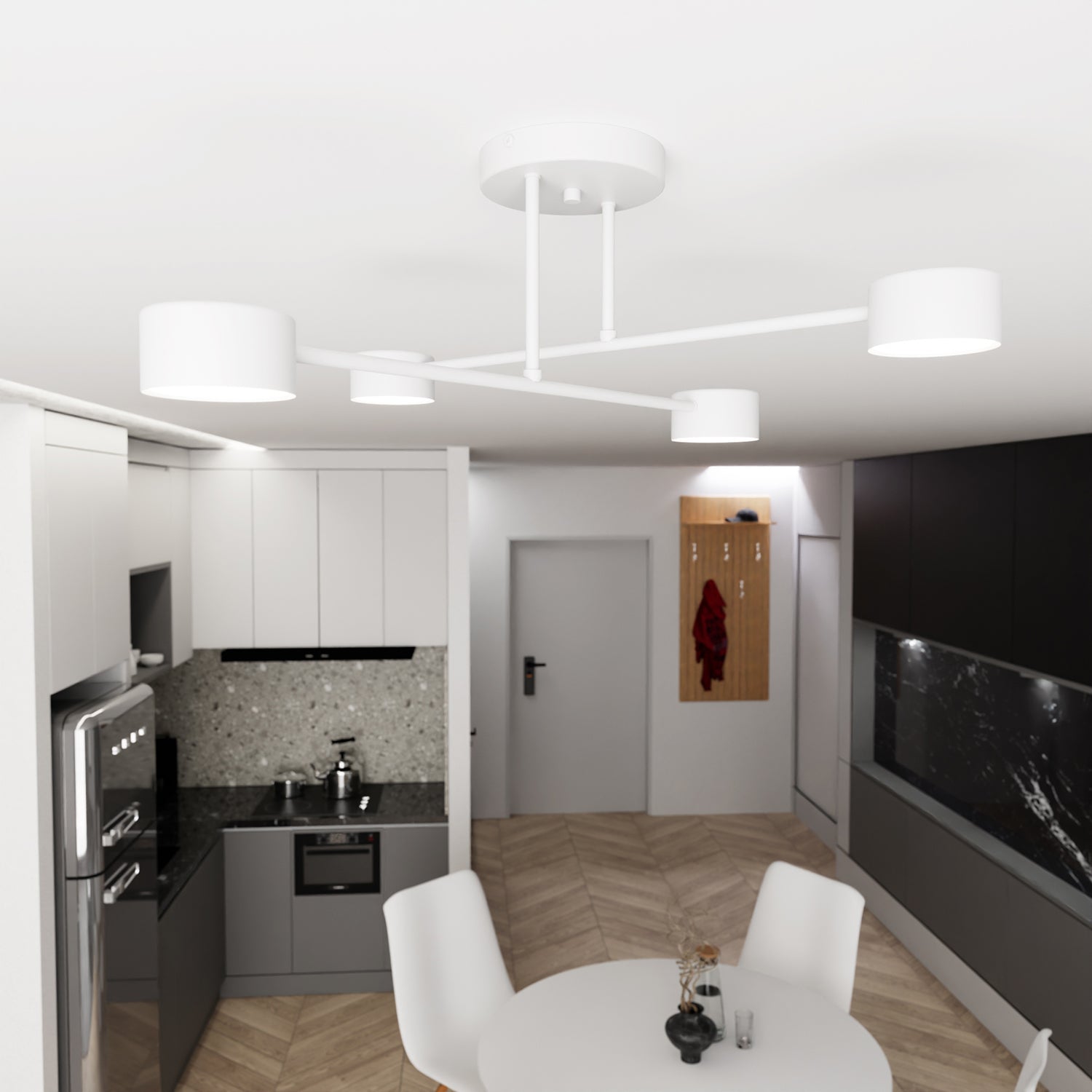 Plafoniera Moderna Thor 4 Luci Bianca