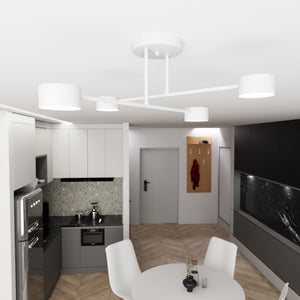 Plafoniera Moderna Thor 4 Luci Bianca