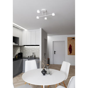 Plafoniera Moderna Thor 4 Luci Bianca