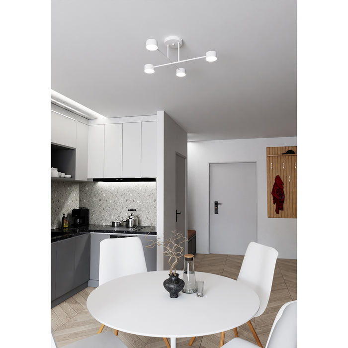 Plafoniera Moderna Thor 4 Luci Bianca