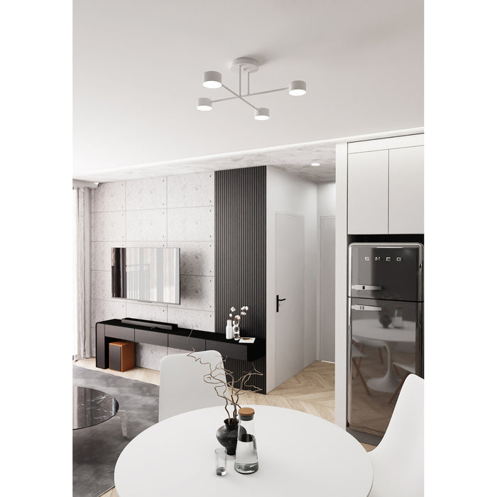 Plafoniera Moderna Thor 4 Luci Bianca