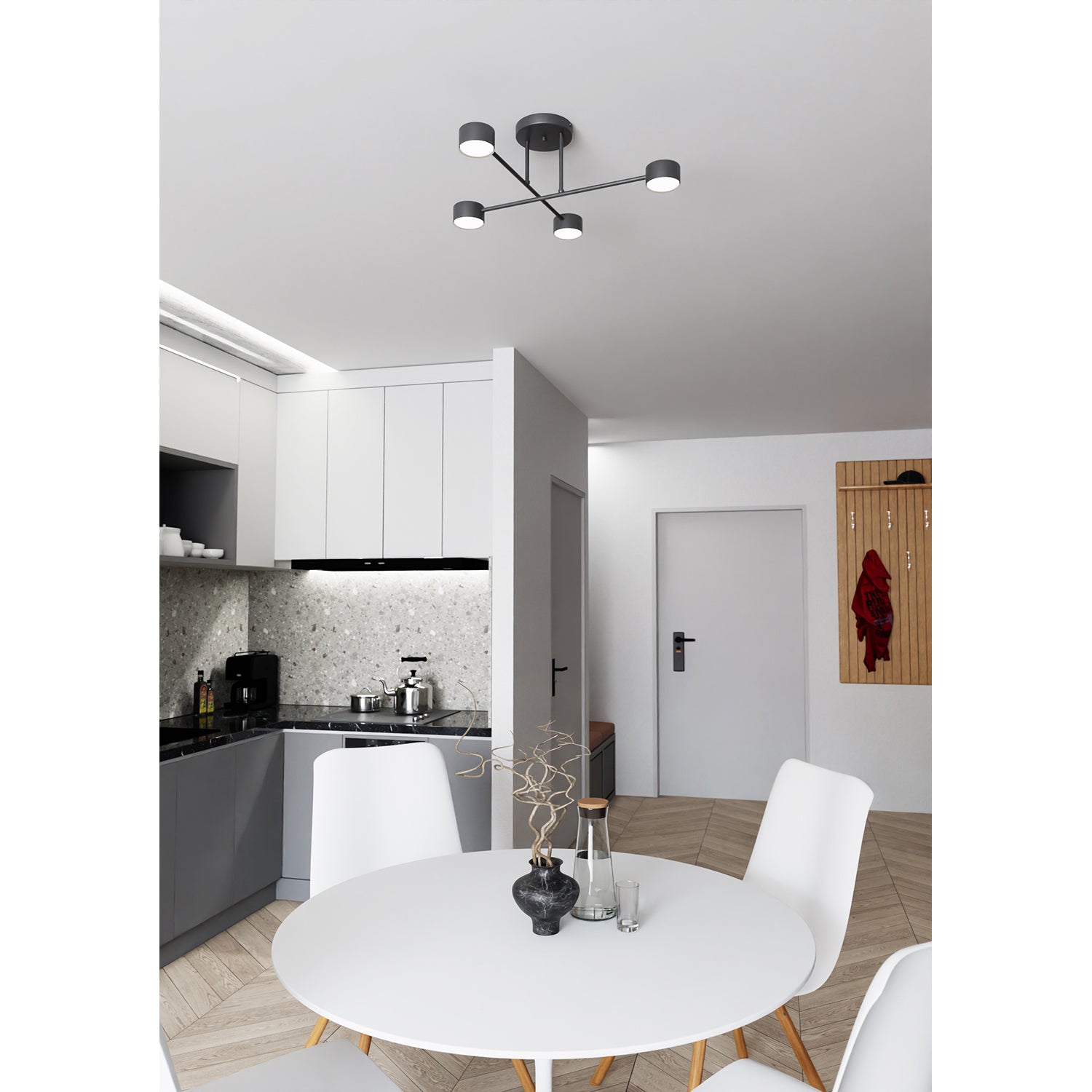 Plafoniera Moderna Thor 4 Luci Nera