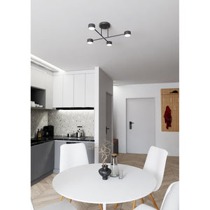 Plafoniera Moderna Thor 4 Luci Nera