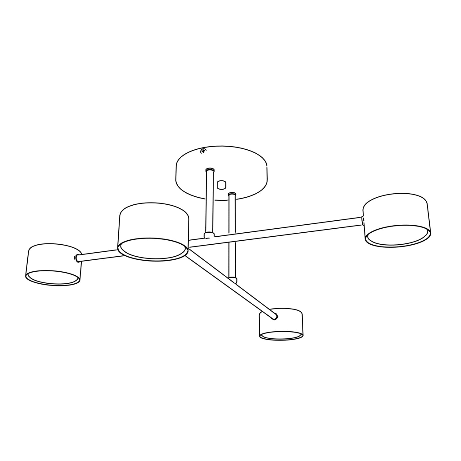 Plafoniera Moderna Thor 4 Luci Nera