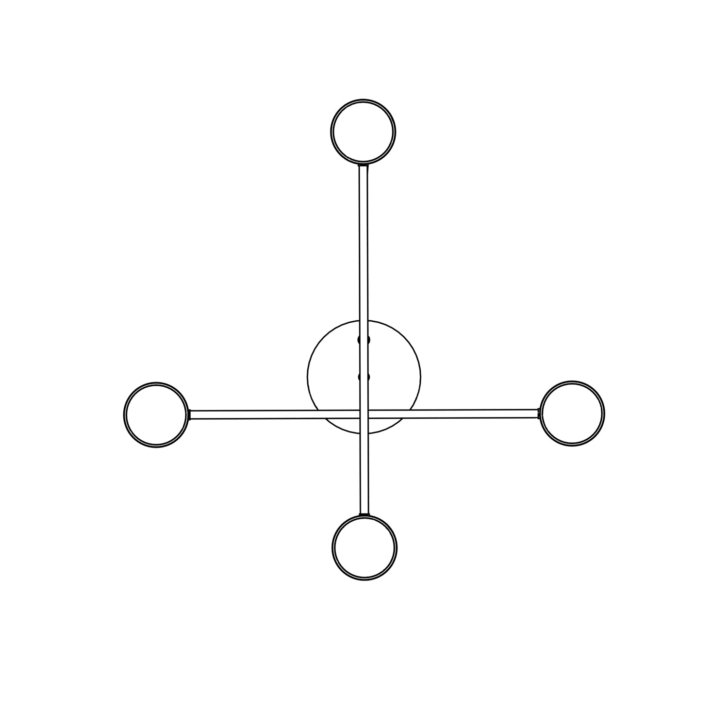 Plafoniera Moderna Thor 4 Luci Nera