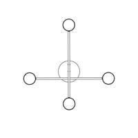 Plafoniera Moderna Thor 4 Luci Nera