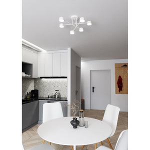 Plafoniera Moderna Thor 6 Luci Bianca