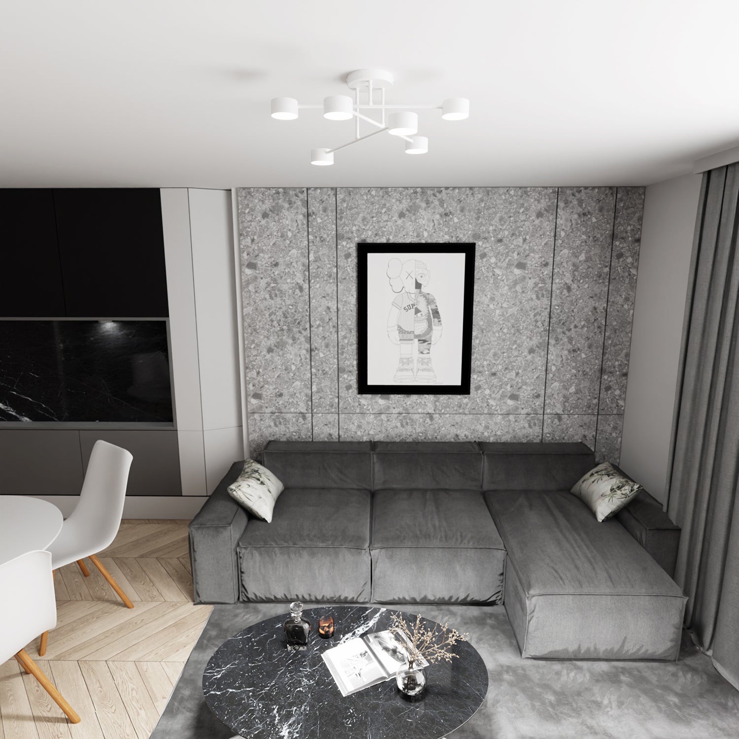 Plafoniera Moderna Thor 6 Luci Bianca