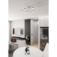 Plafoniera Moderna Thor 6 Luci Bianca