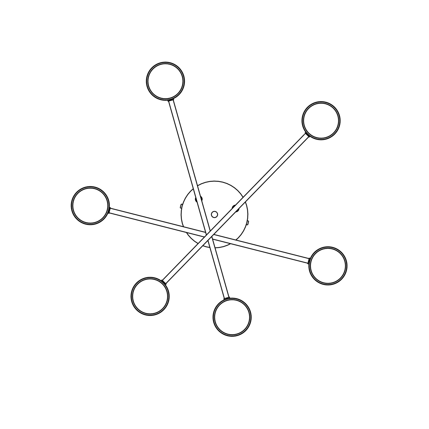 Plafoniera Moderna Thor 6 Luci Bianca