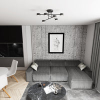 Plafoniera Moderna Thor 6 Luci Nera