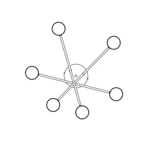 Plafoniera Moderna Thor 6 Luci Nera