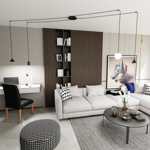 Sospensione Moderna Decentrata Frigg 4 Luci Nera